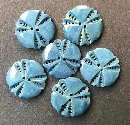 6 Unusual Petrol Blue 1940s French 1.7cm or  2.2cm  Buttons
