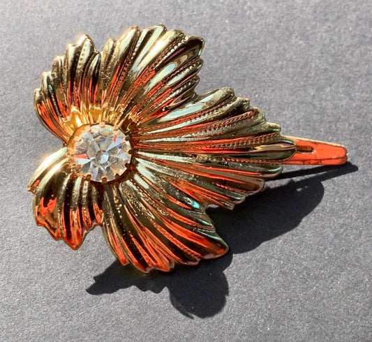 Flamboyant 1960s Golden Leaf Vintage  Hair Clip