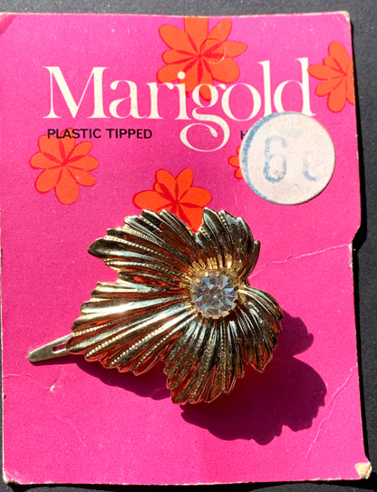Flamboyant 1960s Golden Leaf Vintage  Hair Clip