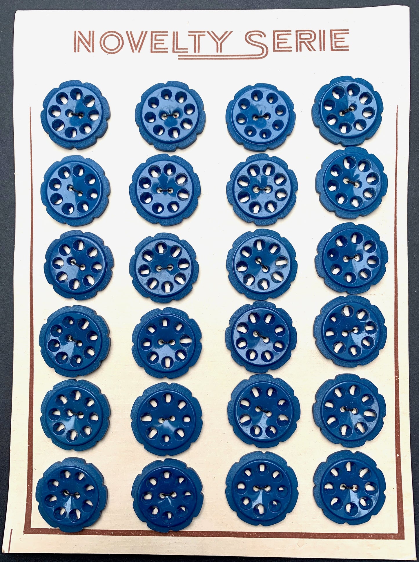 Deep Teal Blue 1.7cm or 2.2cm Vintage  Buttons - lots of 6 or cards of 12