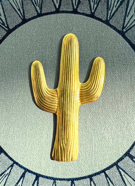 5.5cm Tall Shiny Golden Vintage Brass Cactus Stampings