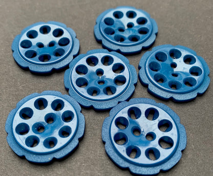 Deep Teal Blue 1.7cm or 2.2cm Vintage  Buttons - lots of 6 or cards of 12