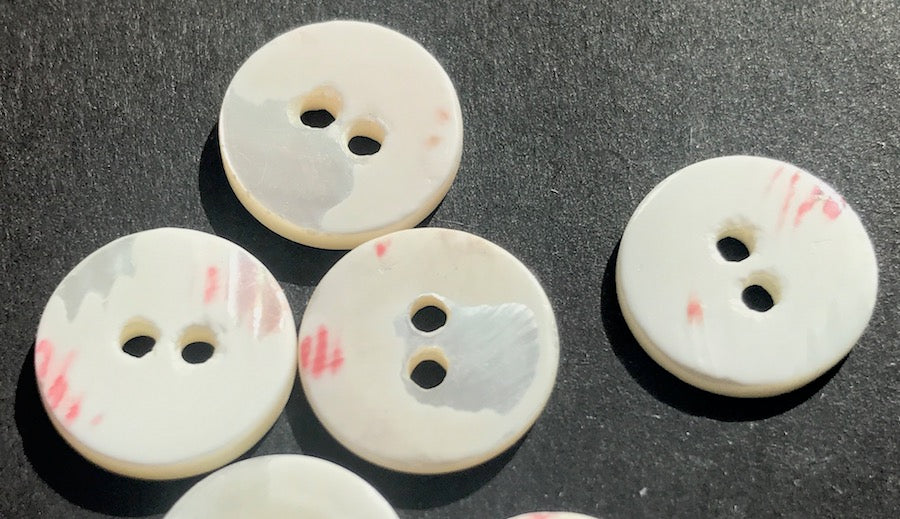 6 Vintage 1930s Hand Cut 1.4cm Mother of Pearl Buttons
