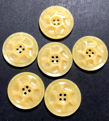 5 Smooth Butterscotch Yellow  1.8cm Vintage Buttons