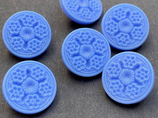 Delightful Cornflower Blue Vintage Glass 13mm Buttons