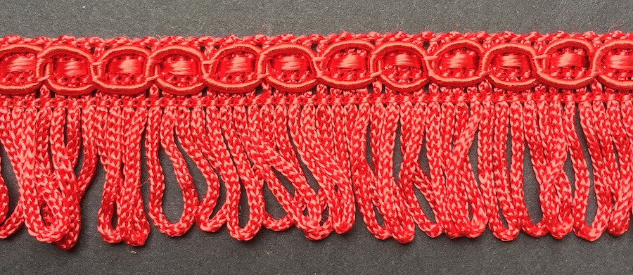 1m of Vintage Red Made in England 1.8cm Red Fringing Trim