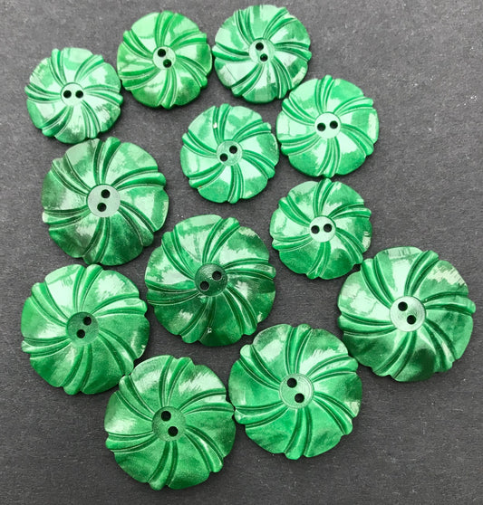 Emerald Green 1930s  Buttons 2.2cm or 1.7cm - Lots of 6 or Sheets of 24