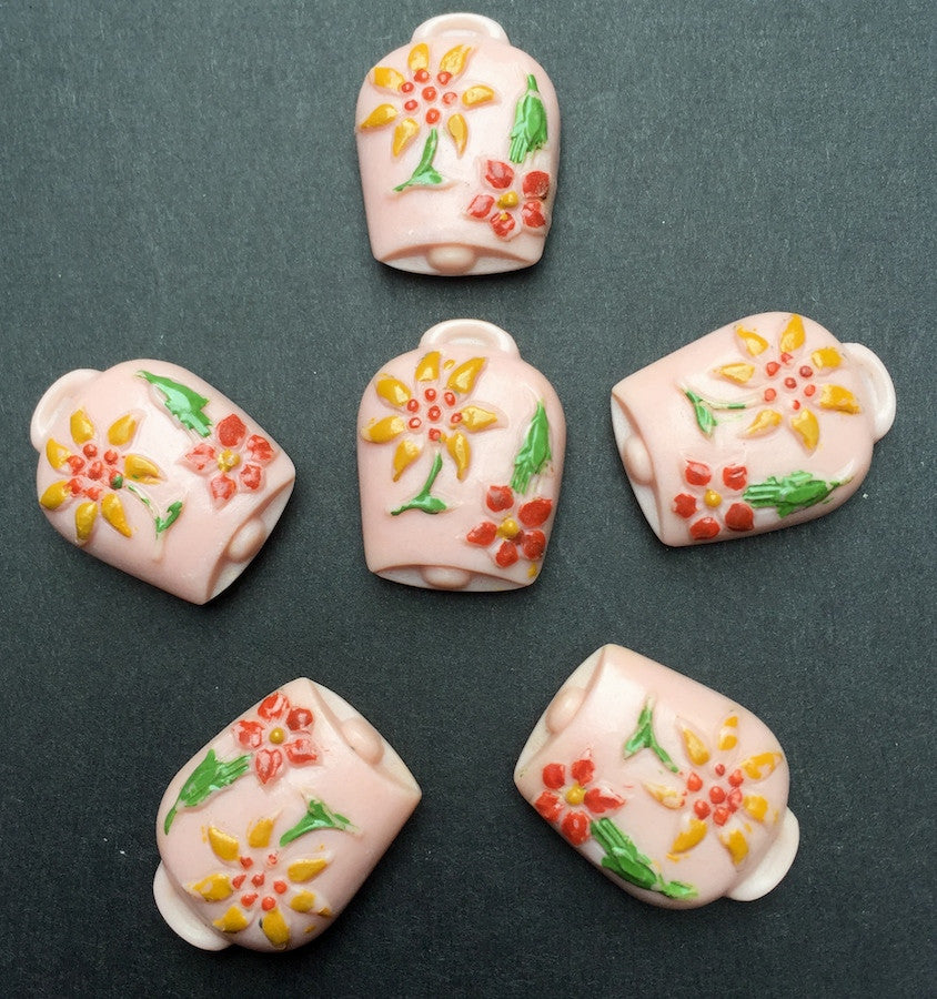 Unusual Vintage Italian Pink Cowbell Buttons - 2cm tall