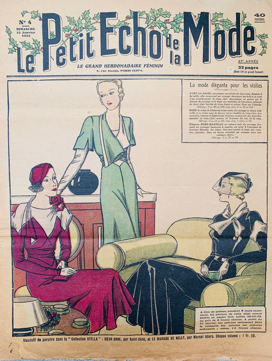 22nd January 1933 French Fashion Paper Le Petit Echo de la Mode