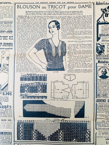 22nd January 1933 French Fashion Paper Le Petit Echo de la Mode