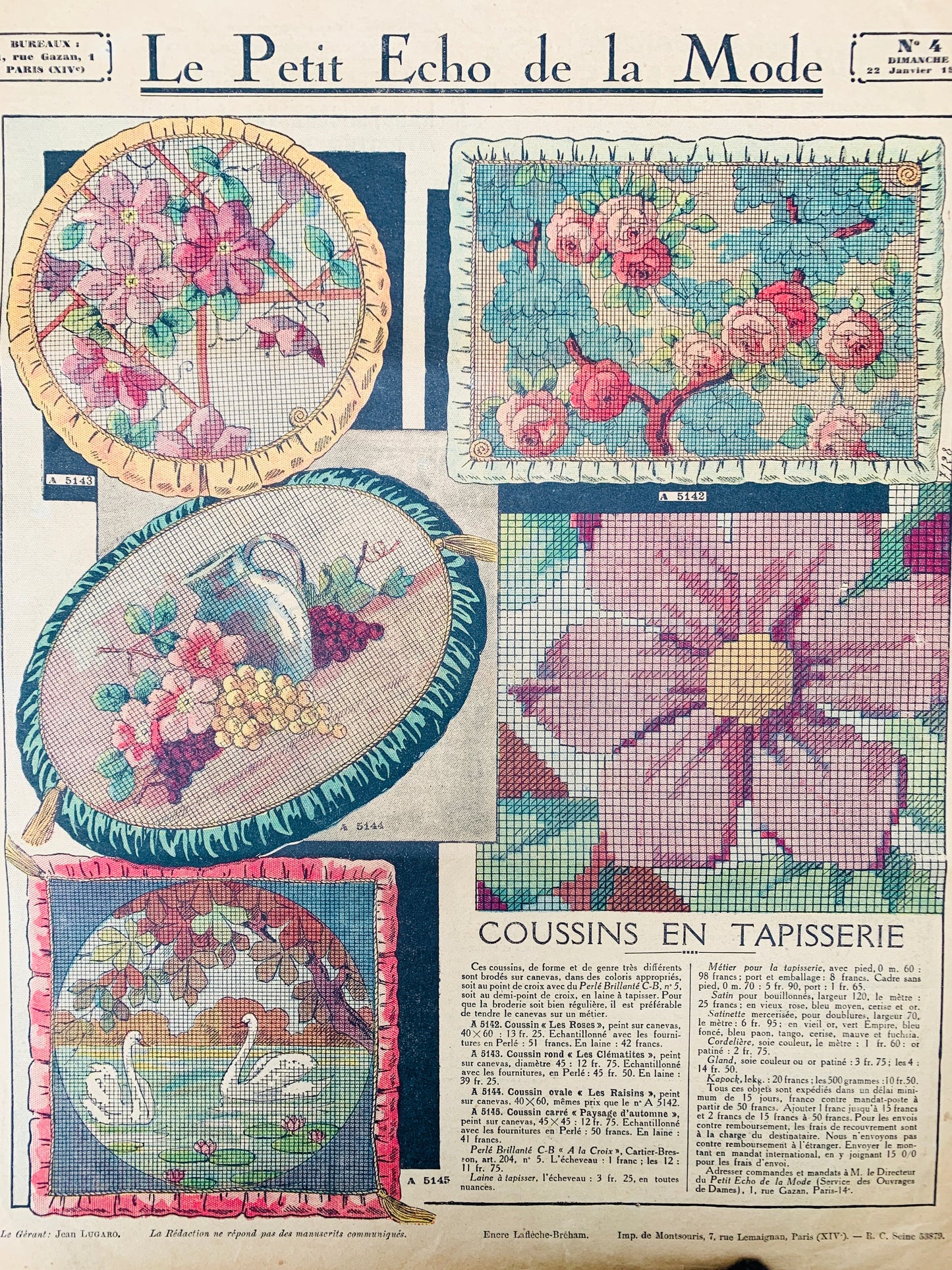 22nd January 1933 French Fashion Paper Le Petit Echo de la Mode