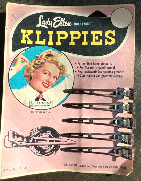 For Holding Large Pin Curls - 5 x 6cm 1940s "KLIPPIES" - Film Star Elyse Knox endorsed