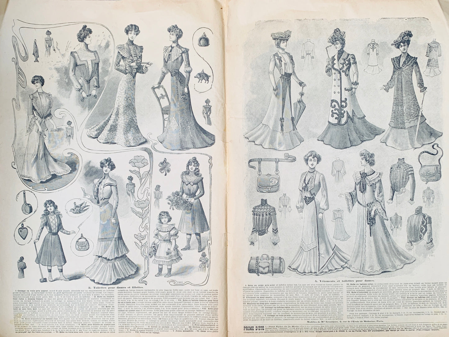Elegant travelling Clothes on Cover of 7th July 1901 French Magazine Le Petit Echo de la Mode