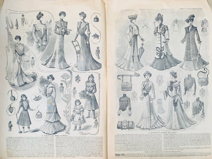 Elegant travelling Clothes on Cover of 7th July 1901 French Magazine Le Petit Echo de la Mode