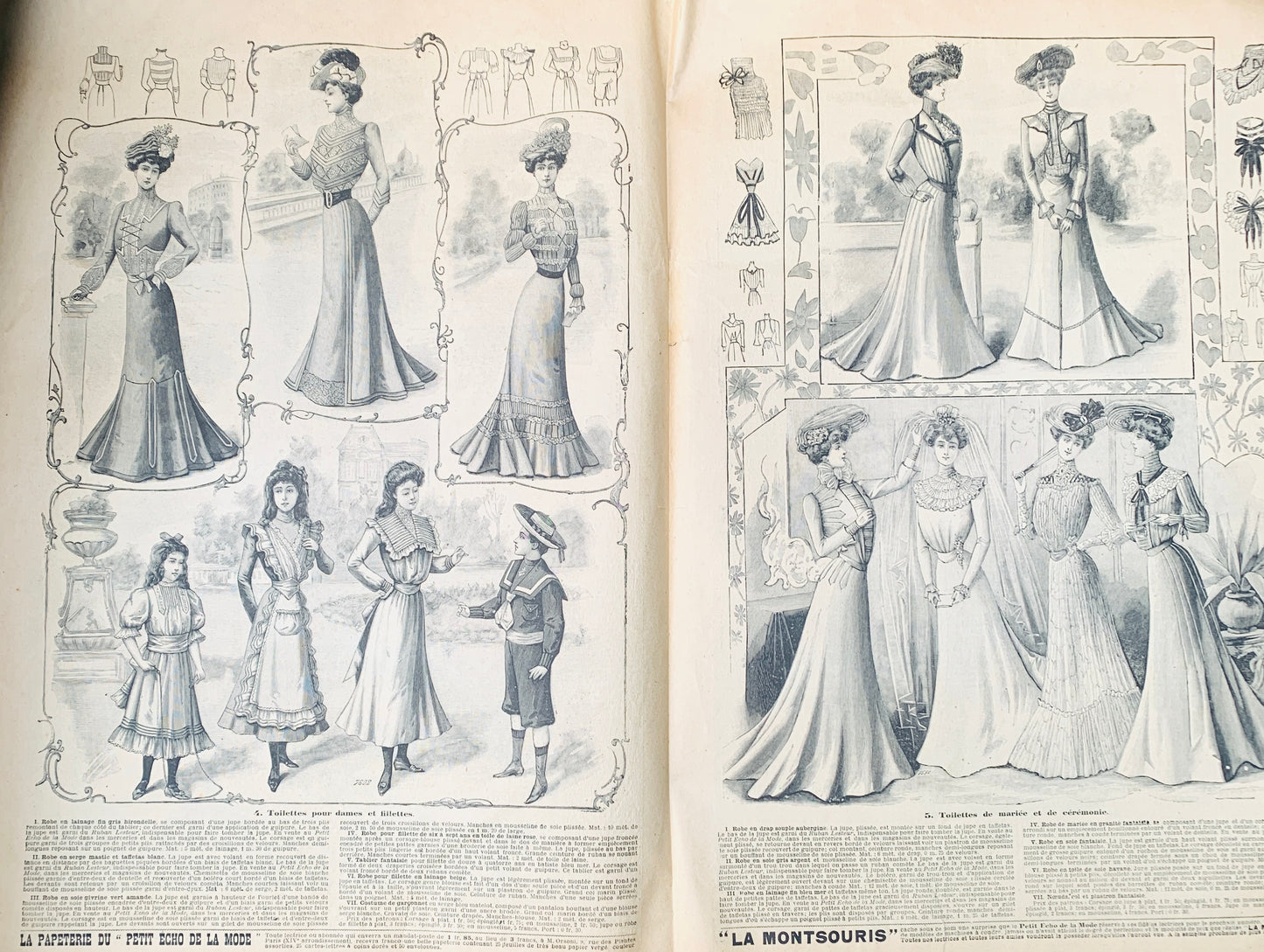 Violin and Zither on Cover and Wedding Dress inside 19th May 1901 French Magazine Le Petit Echo de la Mode