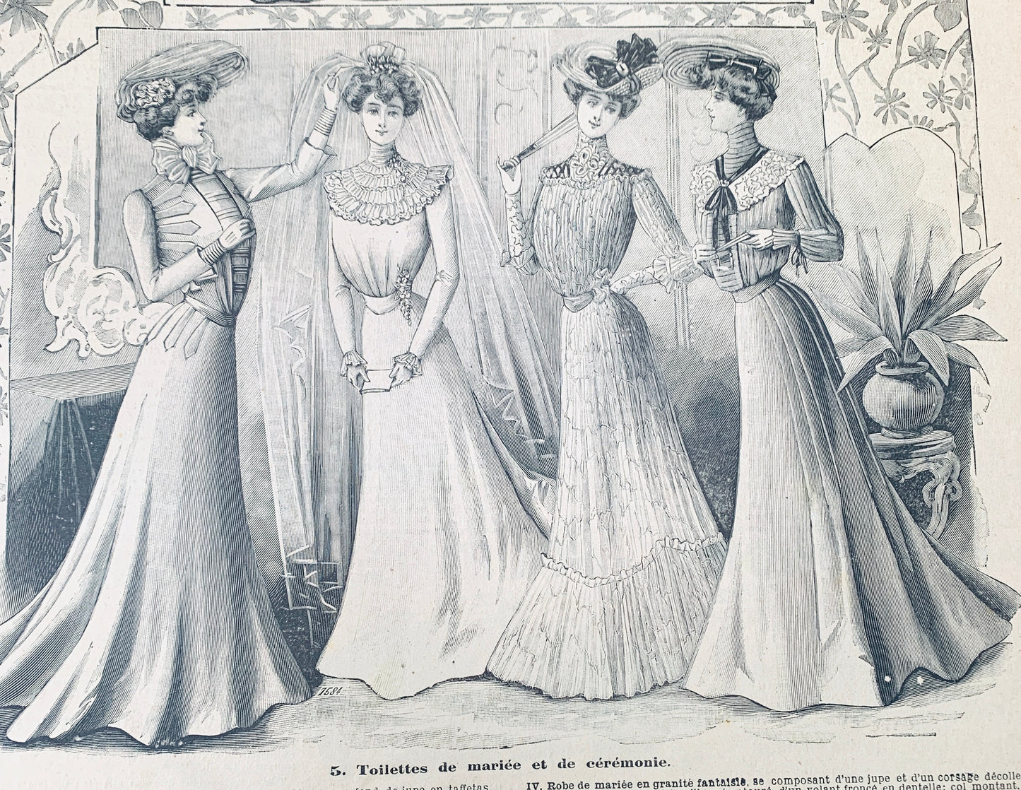 Violin and Zither on Cover and Wedding Dress inside 19th May 1901 French Magazine Le Petit Echo de la Mode