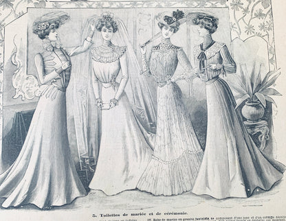 Violin and Zither on Cover and Wedding Dress inside 19th May 1901 French Magazine Le Petit Echo de la Mode