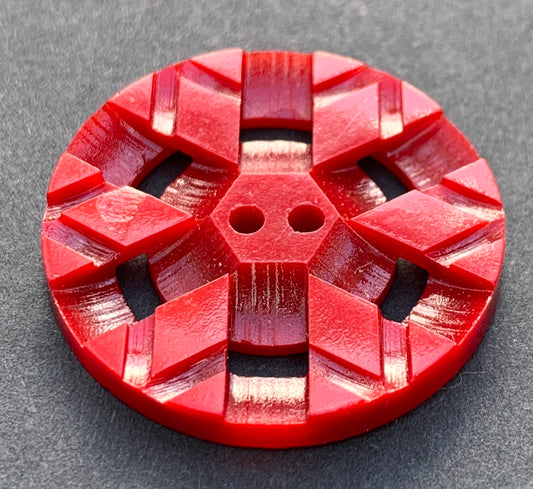 1 Big 3cm Burgundy Sculptural Vintage Button