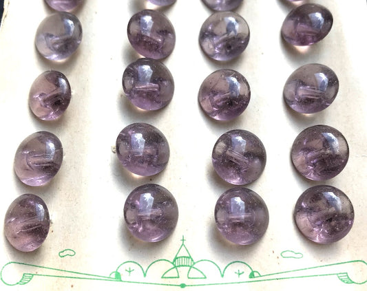 6 Dusky Mauve Vintage 1cm Glass Buttons