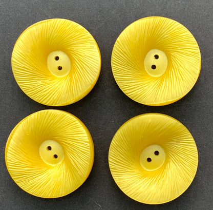 One Big 3.4cm Swooping and Swirling Bright Yellow Vintage Lucite Button