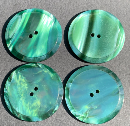 1 Gloriously Shimmery Soft Green Big 3cm Vintage Lucite Button