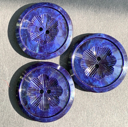 1 Midnight Blue Starburst 2.8cm Vintage Buttons