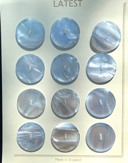 Moonglow Lucite Silvery White 3.2cm Buttons - Singly or sheet of 12
