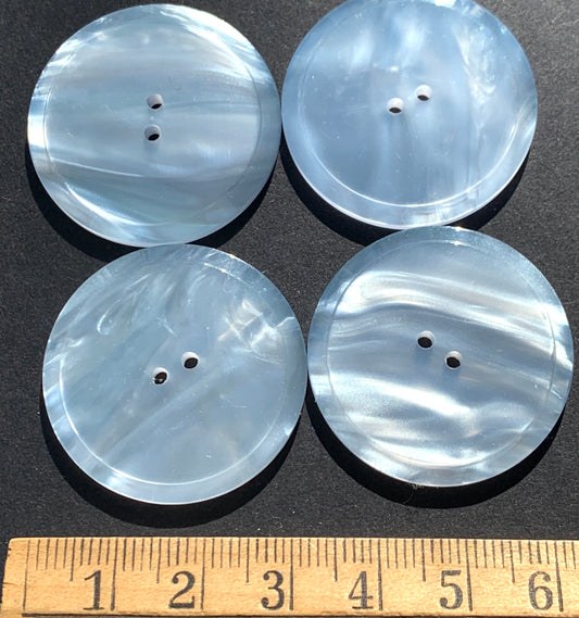 Moonglow Lucite Silvery White 3.2cm Buttons - Singly or sheet of 12