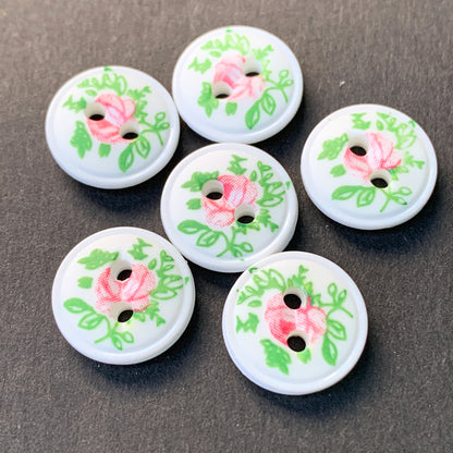 6 Delicate Vintage Flower Buttons - 1.4cm wide.