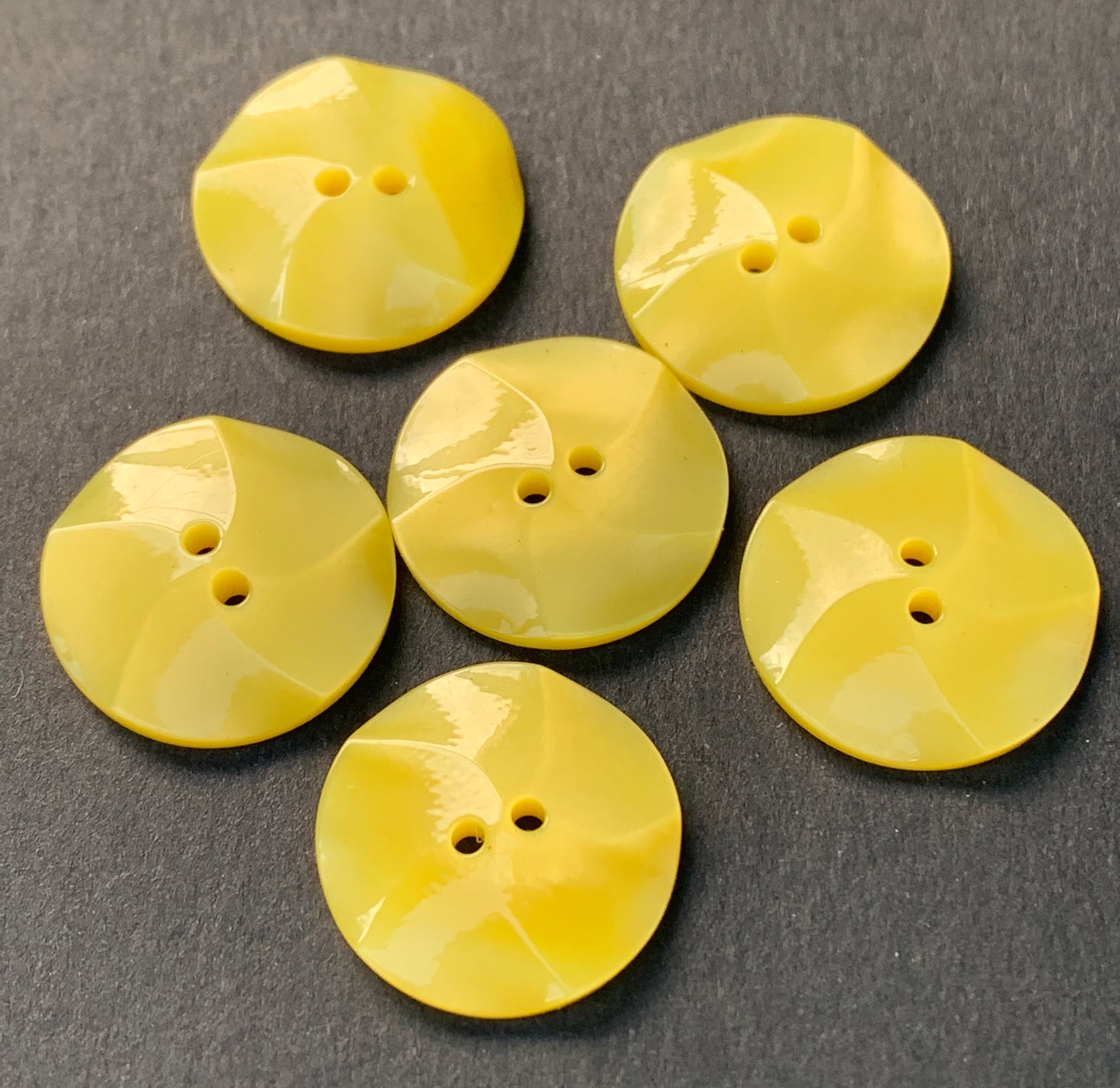 6 Shimmery Yellow 1.7cm  or 2cm Vintage Lucite Buttons