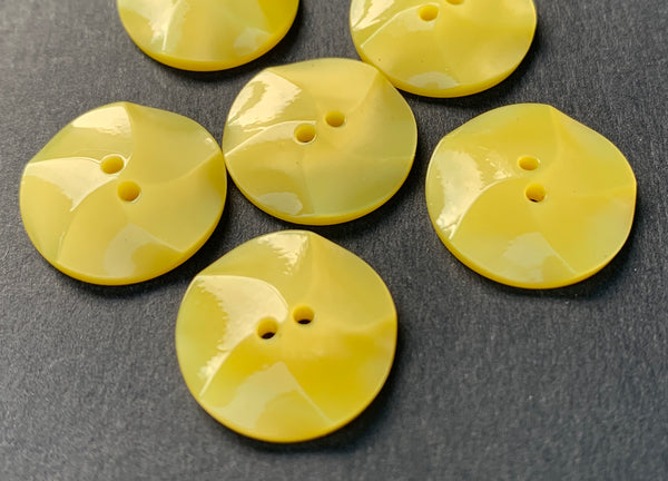 6 Shimmery Yellow 1.7cm  or 2cm Vintage Lucite Buttons