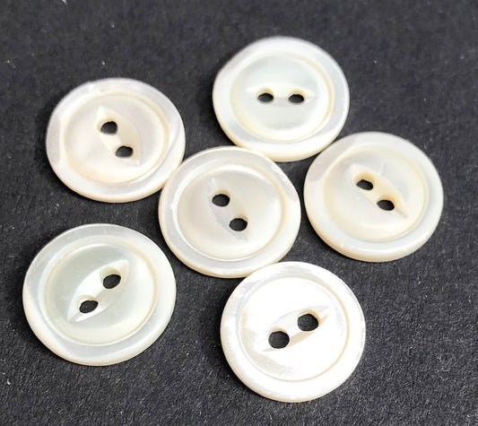 6 Vintage 1930s Hand Cut 1.4cm Mother of Pearl Buttons