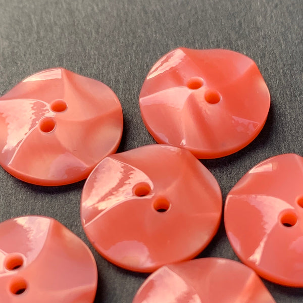 6 Shimmery Rose Pink 1.5cm or 2cm Vintage Lucite Buttons