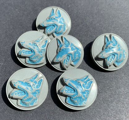 6 Vintage German Shepherd Dog Buttons - 2cm -Choice of Colours