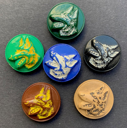 6 Vintage German Shepherd Dog Buttons - 2cm -Choice of Colours