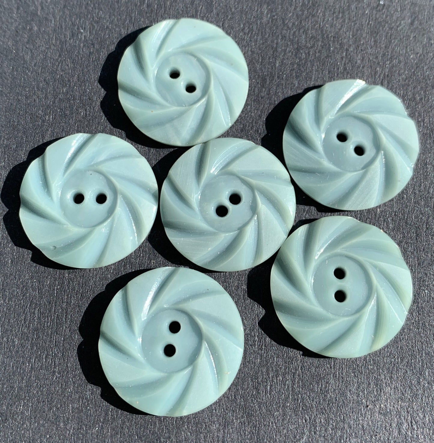 5  or 6 Swirly 1.8cm Grey Blue Vintage Buttons