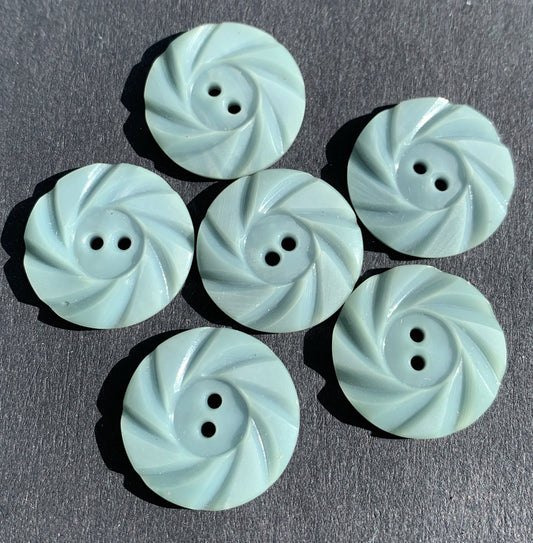 5  or 6 Swirly 1.8cm Grey Blue Vintage Buttons