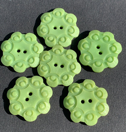 6 Soft Lime Vintage 2.2cm Buttons