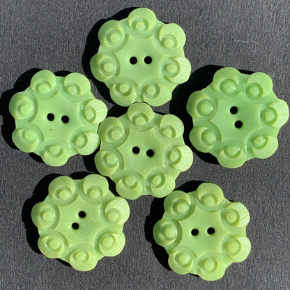 6 Soft Lime Vintage 2.2cm Buttons