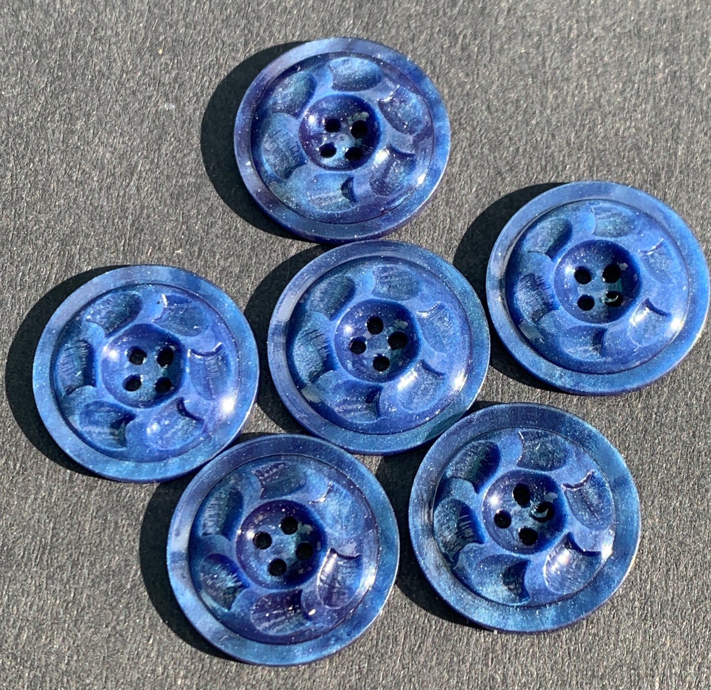 6 Dark Petrol Blue Dynamic Vintage 1.8cm Buttons