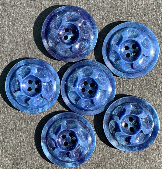 6 Dark Petrol Blue Dynamic Vintage 1.8cm Buttons