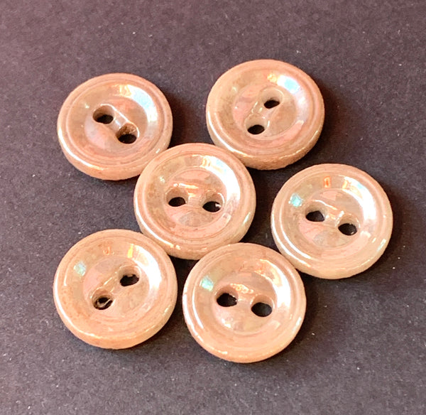 6 Vintage 1930s Pearly French 1.2cm Glass Buttons.