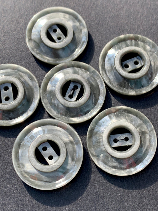 Vintage Dappled Seal Grey Dome Shaped Vintage 2.2cm  Buttons - 6 or 24