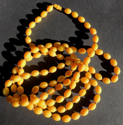 Glowing Golden Yellow Vintage Lucite Bead Necklace