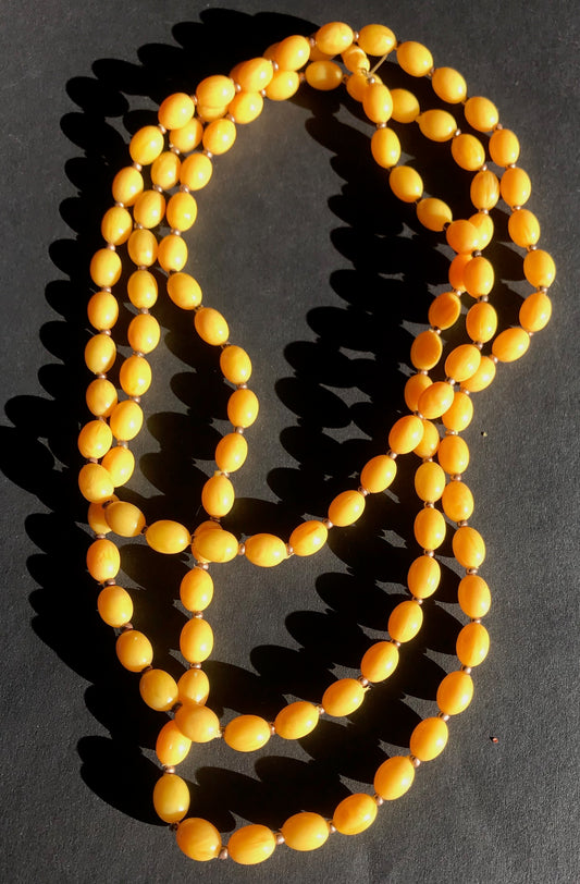 Glowing Golden Yellow Vintage Lucite Bead Necklace