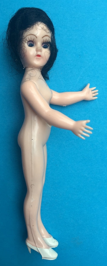 Glamorous Vintage 6" Doll - Blue Eyes, Long Eyelashes, White Shoes..and Nothing Else..