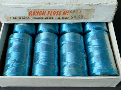 Vintage Shimmering Turquoise Saxe Blue Rayon Floss Embroidery Thread
