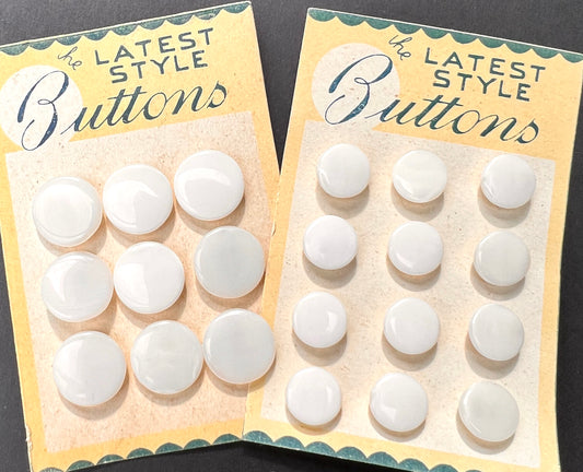 1.8 or 1.3cm Soft White 1940s Glass Buttons