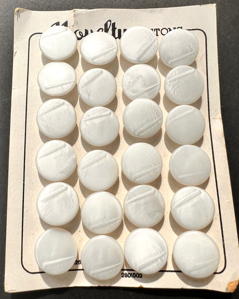 24 Bright White 1940s Glass Buttons - 8mm, 1.1cm or 1.5cm