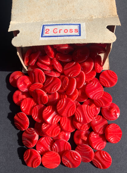 2 Gross - 288 Vintage Red Deco 12mm WHOLESALE Glass Buttons